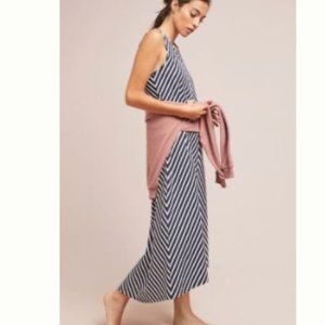 Chevron Knit Maxi Dress, Large Petite Navy striped